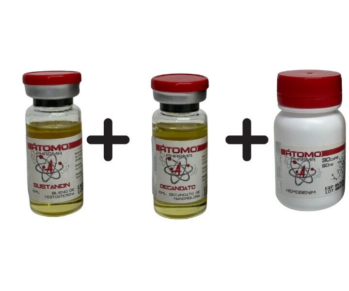 Combo ganhos brutos Durateston + Deca + Hemogenin Atomo Pharma